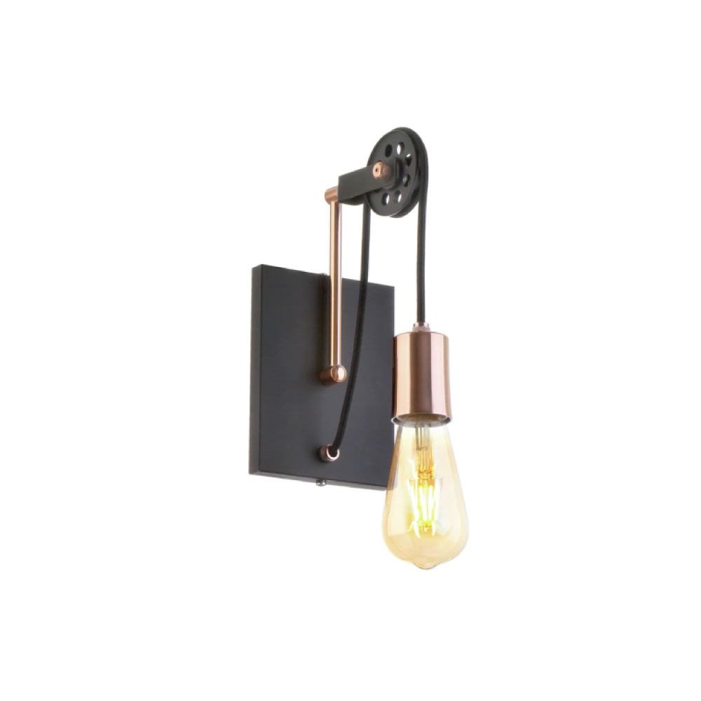 Arandela Roldana Preto Fosco com Cobre