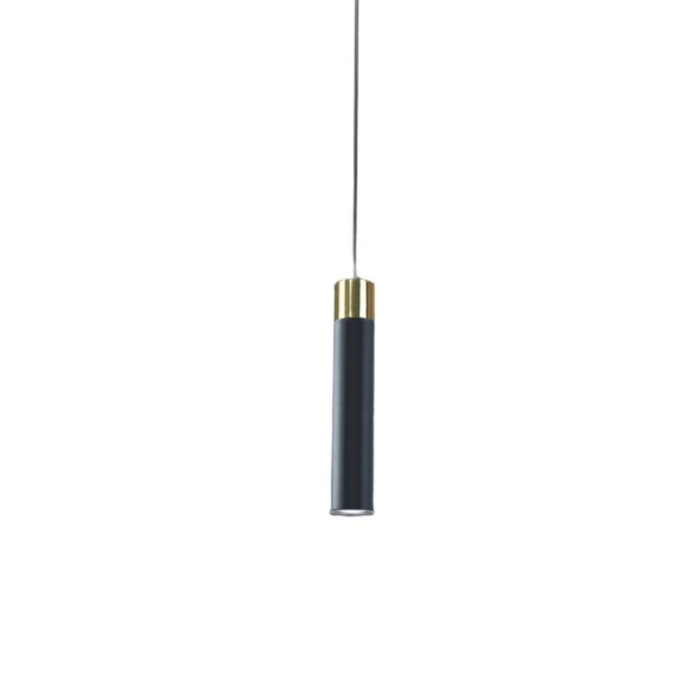 Pendente Cil�ndrico Preto com Dourado 1xGU10