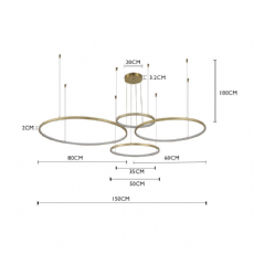 Pendente Daire LED 4 Aros 110W 3000K 2192