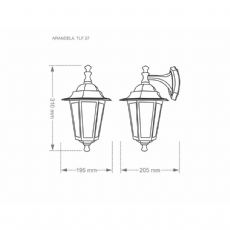 Arandela Colonial de Alum�nio 1xE27 Taschibra TLF 27